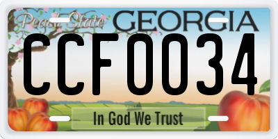GA license plate CCF0034