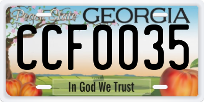 GA license plate CCF0035