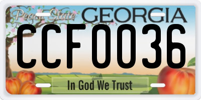 GA license plate CCF0036