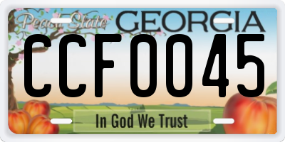 GA license plate CCF0045