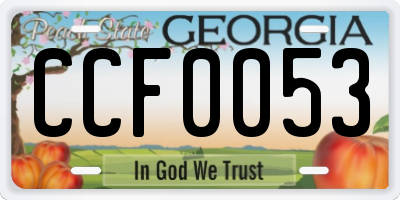 GA license plate CCF0053
