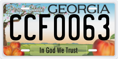 GA license plate CCF0063