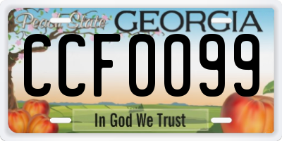 GA license plate CCF0099