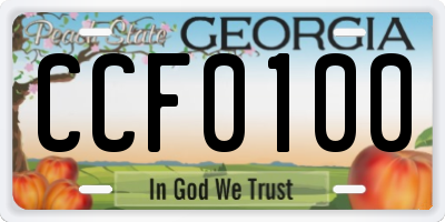 GA license plate CCF0100