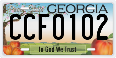 GA license plate CCF0102