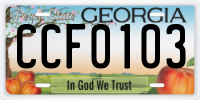 GA license plate CCF0103