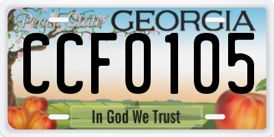 GA license plate CCF0105