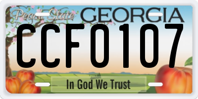 GA license plate CCF0107