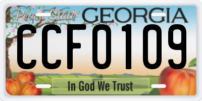 GA license plate CCF0109