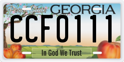 GA license plate CCF0111