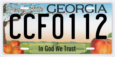 GA license plate CCF0112
