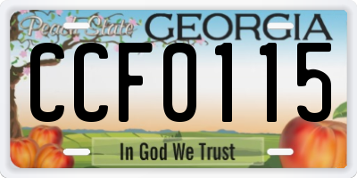GA license plate CCF0115