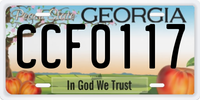 GA license plate CCF0117