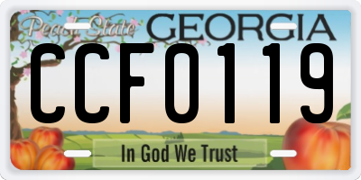 GA license plate CCF0119