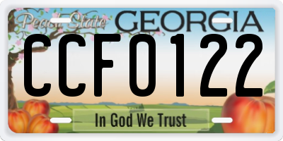 GA license plate CCF0122