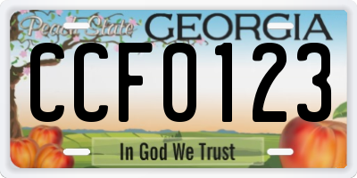 GA license plate CCF0123