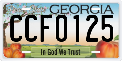 GA license plate CCF0125