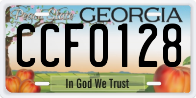 GA license plate CCF0128