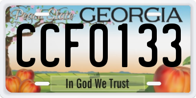 GA license plate CCF0133