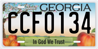 GA license plate CCF0134