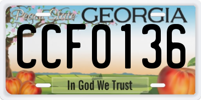 GA license plate CCF0136