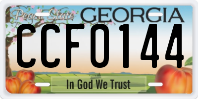 GA license plate CCF0144