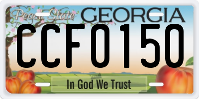 GA license plate CCF0150