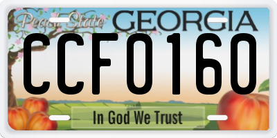 GA license plate CCF0160