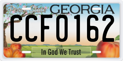 GA license plate CCF0162