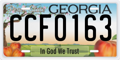 GA license plate CCF0163