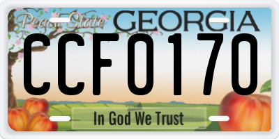GA license plate CCF0170