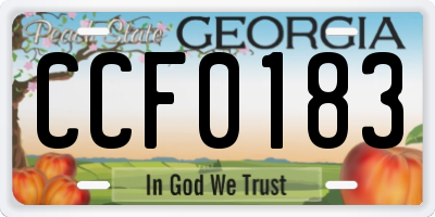 GA license plate CCF0183
