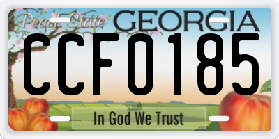 GA license plate CCF0185