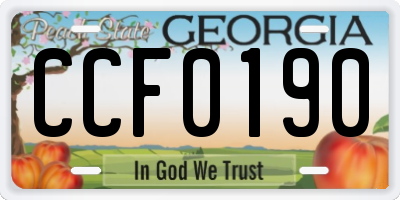 GA license plate CCF0190