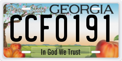 GA license plate CCF0191