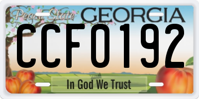 GA license plate CCF0192