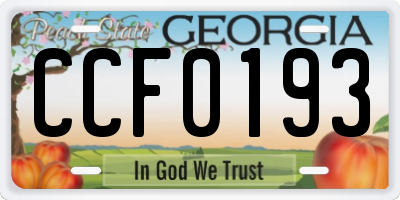 GA license plate CCF0193