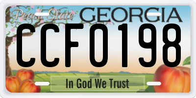GA license plate CCF0198