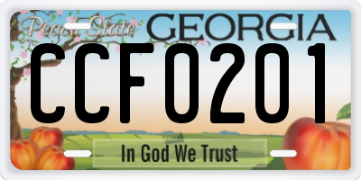 GA license plate CCF0201