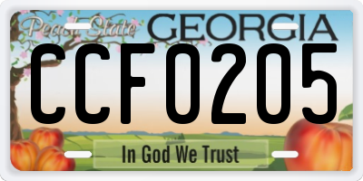 GA license plate CCF0205