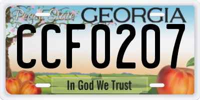 GA license plate CCF0207