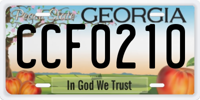 GA license plate CCF0210