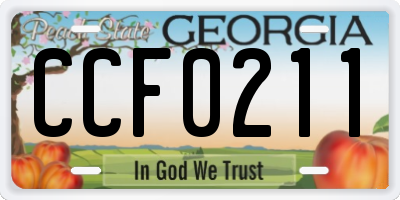 GA license plate CCF0211