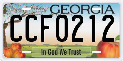 GA license plate CCF0212