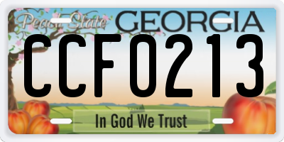 GA license plate CCF0213
