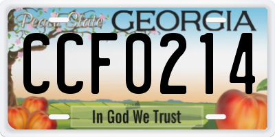 GA license plate CCF0214
