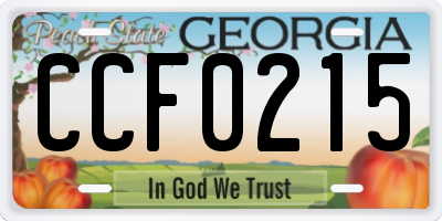 GA license plate CCF0215