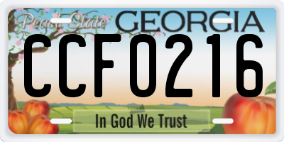 GA license plate CCF0216