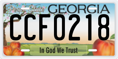 GA license plate CCF0218