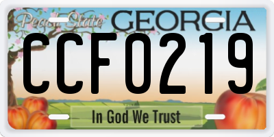 GA license plate CCF0219